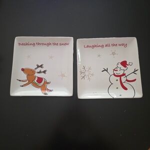 JC Penny Christmas Holiday Plates - Lot of 2